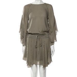 A.L.C. Cannon Stripe Silk Dress Ruffle Sleeves 2